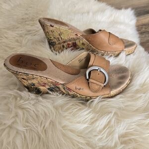 b.o.c. Tan Artistic Wedge Sandals